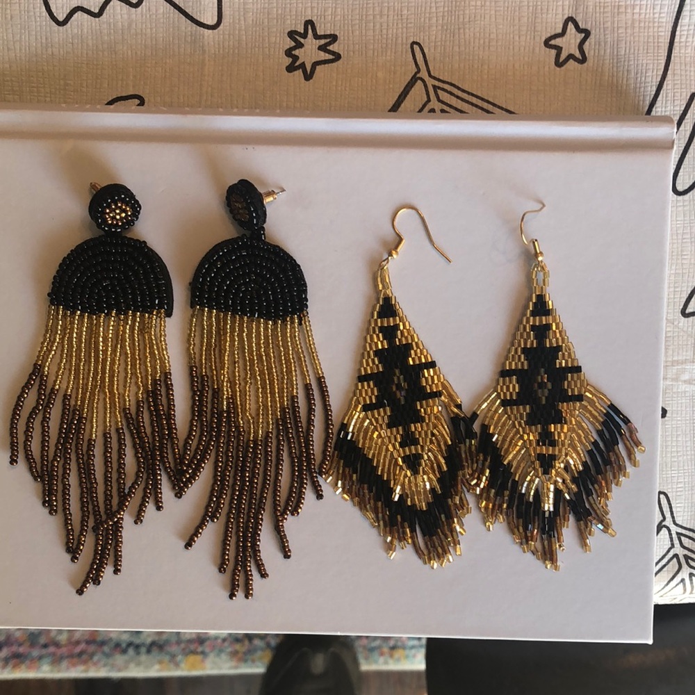 Bohemian beaded fringe earrings